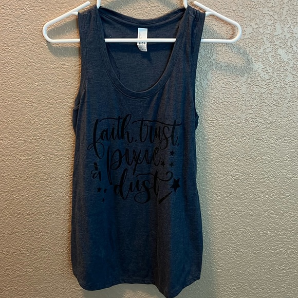 Perfect Tri District tank top in dark gray, medium - “Faith, Trust & Pixie Dust” - Picture 1 of 4